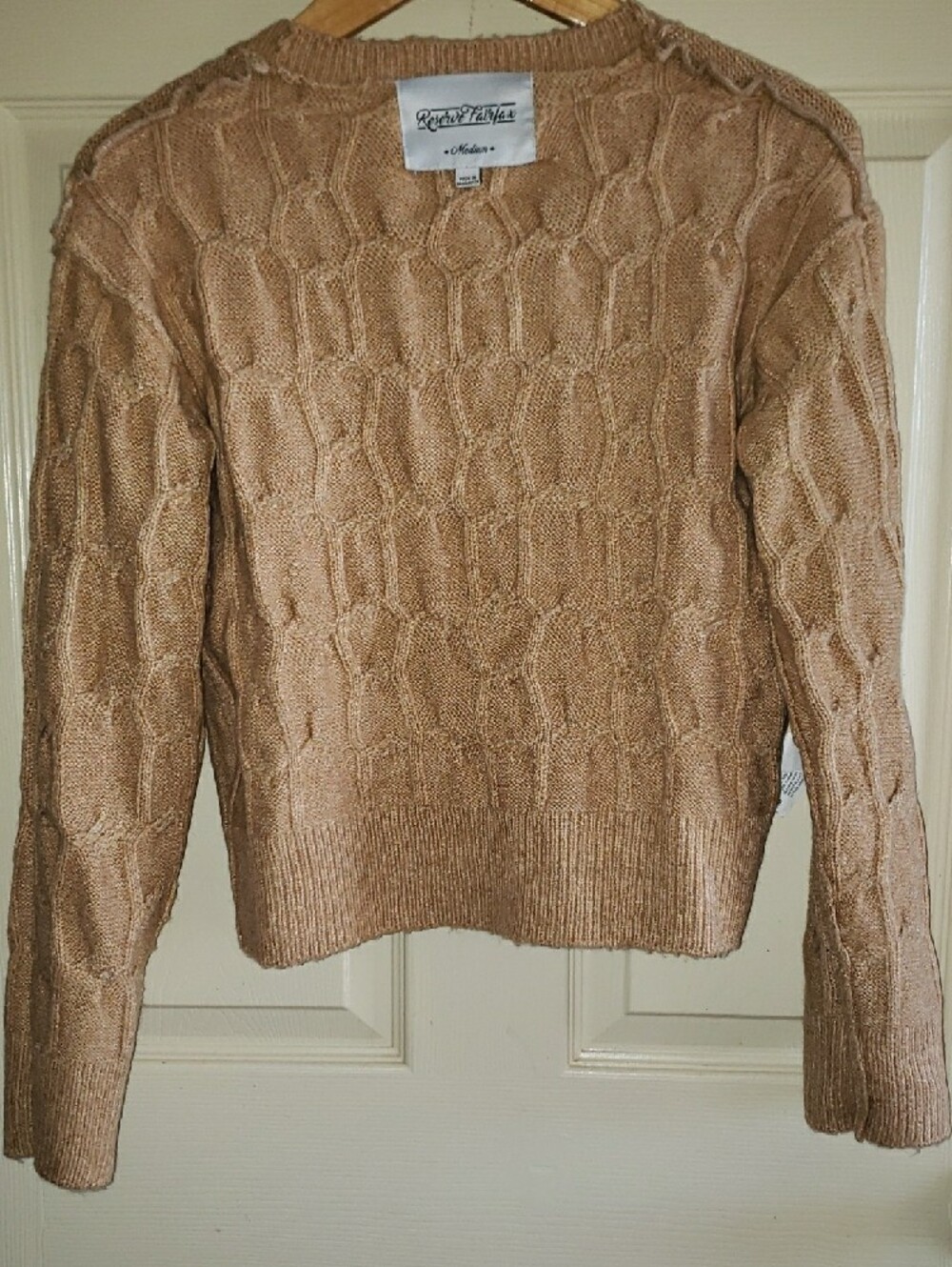 Reserve Fairfax Tan Cable-Knit V-Neck Button Cardigan - Picture 9 of 9